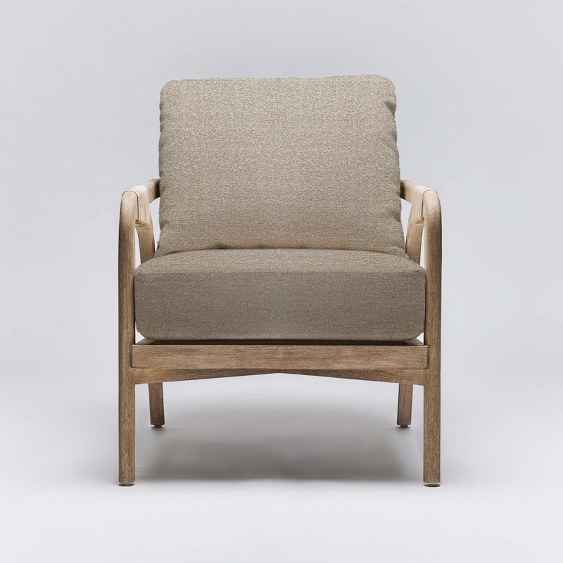 Delray Upholstered Armchair, White Ceruse, Pebble Chenille