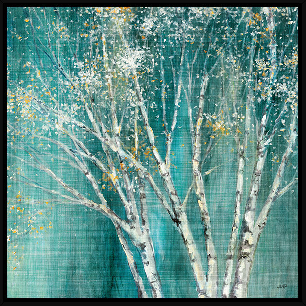 " 'Blue Birch' Painting Print " by Julia Purinton, 36" H x 36" W x 2" D, Black Floater Frame