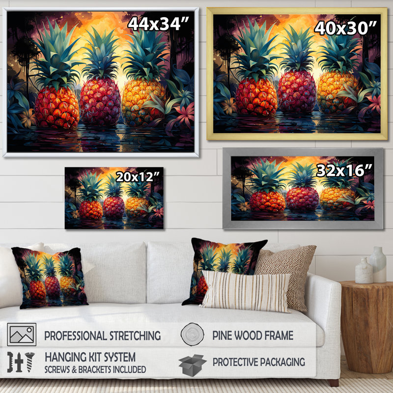 «Bounteasant Sunfills Pinapple Tropics», reproduction sur toile, Toile tendue, H 34 po x l 44 po x P 1,5 po