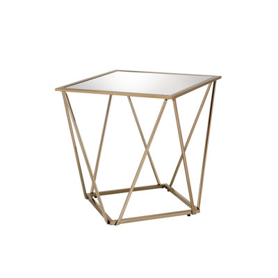 Fogya Mirrored & Champagne Gold Finish End Table(Only Including Coffee Table)