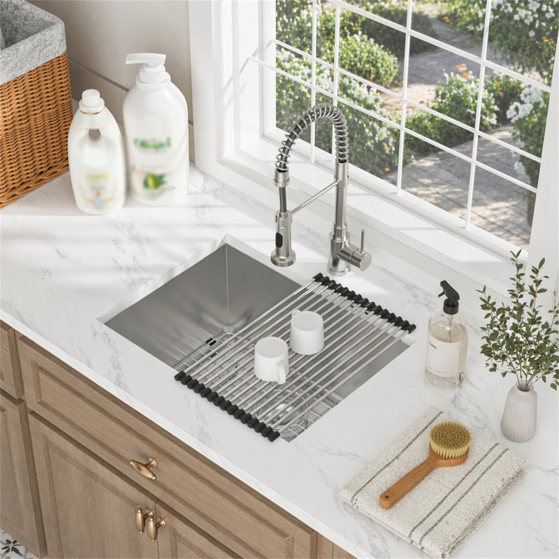 Évier à lessive 24 po - 24 po x 18 po x 12 po Évier de lavage encastré à cuve simple à cuve profonde en acier inoxydable de calibre 16