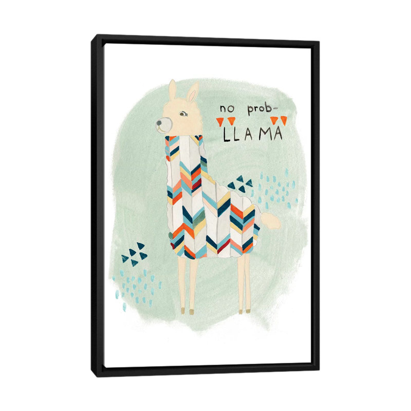 «Llama Squad I», reproduction d'art sur toile tendue, H 26 po x l 18 po x P 1,5 po, Toile avec cadre noir, Pas de tapis