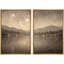 «Golden Night Lake with Mountains and Glowing Lights», reproduction d'art sur toile encadrée dans la chambre principale-130433141-130433136-130433143