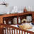  Twin Bed with Headboard Storage Rack, Under-Bed Storage and Three-Side Guardrails, Walnut-1778308552