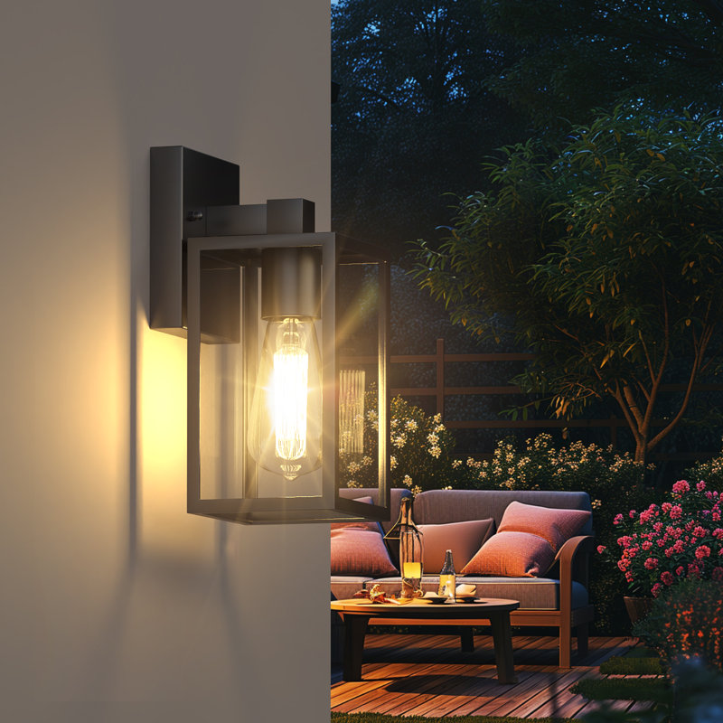 9.6” Outdoor Wall Lantern Waterproof Rust Resistant Porch Garage Light, Exterior Wall Sconce Outside Lantern for House Doorway