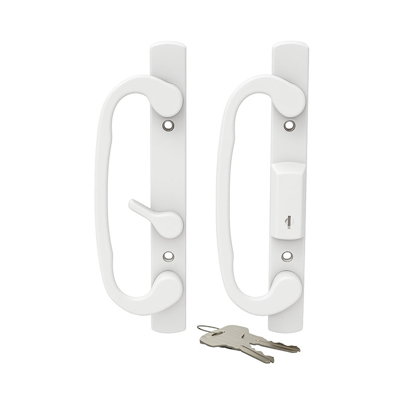 Poignée de porte de patio à loquet décalé à finition blanche, Blanc