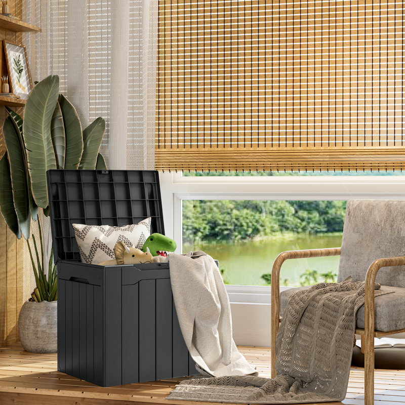 Devoko 32 Gallon Water Resistant Lockable Deck Box With Seat, Gray
