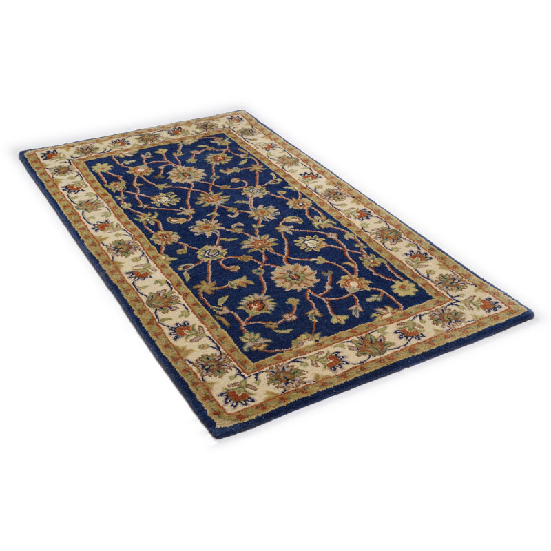 Haque Floral Wool Hand Woven Area Rug, Rectangle 70 x 140cm