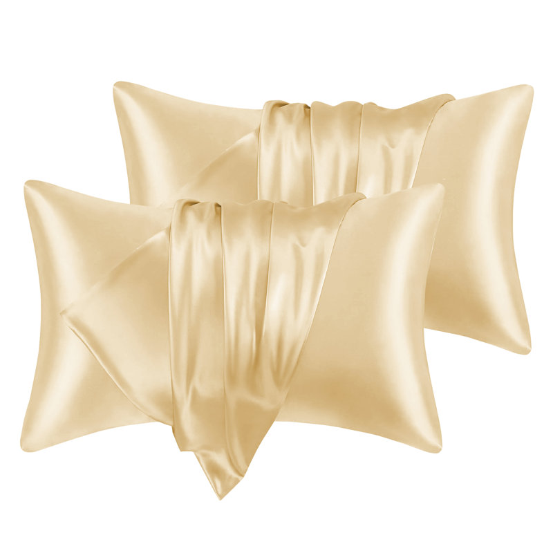 Paquet de 2 taies d'oreiller en satin pour les cheveux et la peau XAKING, taie d'oreiller douce et soyeuse avec fermeture à enveloppe, essentiels de literie de luxe, grand / très grand lit | Utilisation à l'année