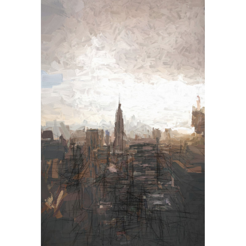 Sepia Skyview - Wrapped Canvas Painting, 46cm H x 30cm W x 3.8cm D