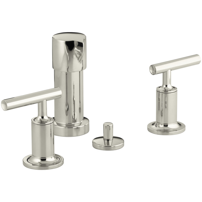 Purist Vertical Spray Bidet Faucet with Handles, Vibrant Polished Nickel, Lever