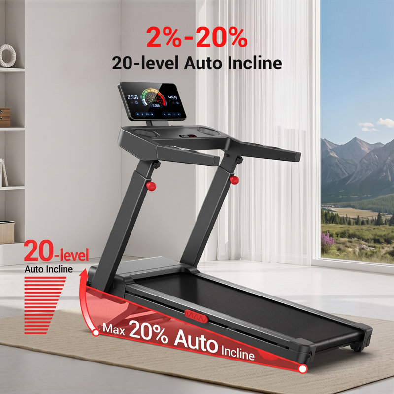UMAY Foldable Treadmill with 20% Manual Incline, 181 kg Capacity, 3.5 HP Motor, 14 km/h, Wide 108 x 41 cm Running Belt