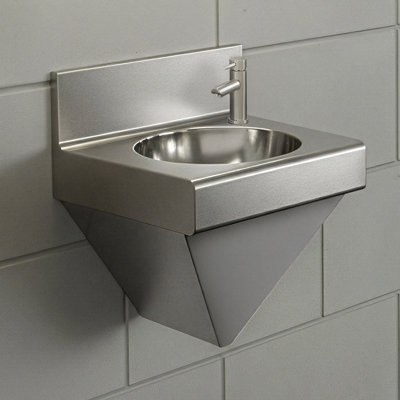 Whitehaus 18" brushed stainless steel commercial single bowl wall mount wash basin