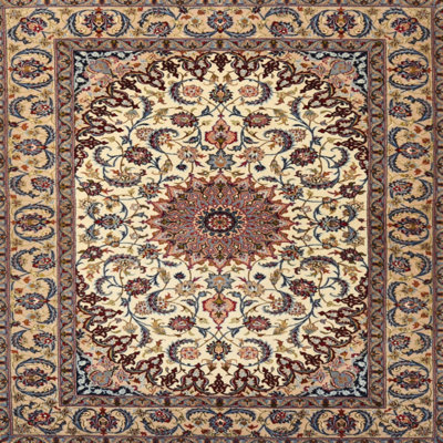 Tapis traditionnel ivoire / rouge