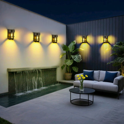 Huotian Outdoor solar fence light, waterproof LED outdoor courtyard/terrace/path solar light, warm white, Sweet Home,Mother's Day Gift