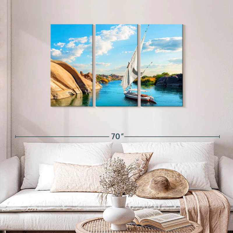 Meil River Nile Boat, H 28 po x l 45 po