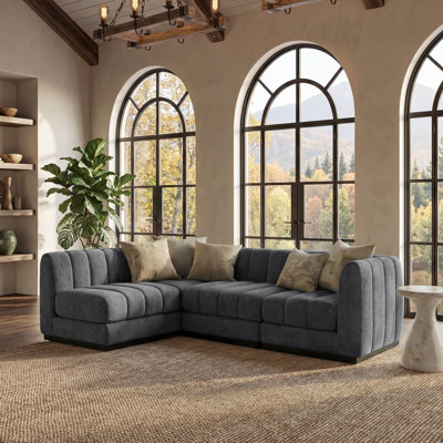 Myrhn Chenille L-Shaped Sleeper Sectional