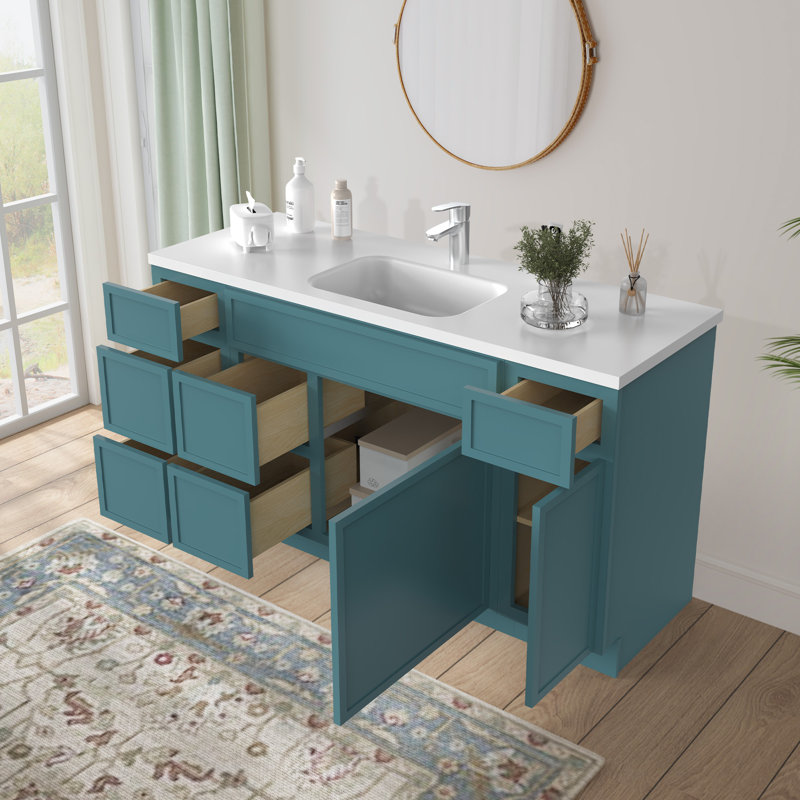Base de meuble-lavabo simple 60 po seulement, Bleu sarcelle
