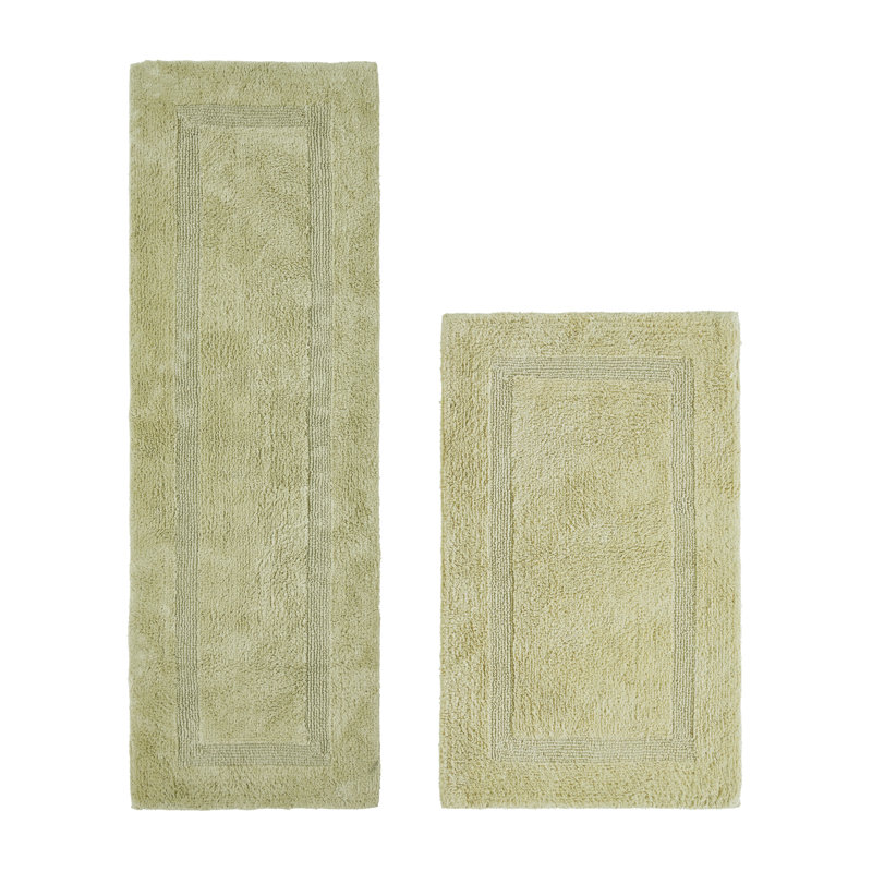 Lux Premium 100% Cotton 2370 GSM 2-Piece Bath Rug Set, Ultra Soft Super Absorbent Reversible Tufted Bathroom Mats, Machine Washable, OEKO-TEX® Certified Bath Rugs for Bathroom, Shower & Tub, Sage
