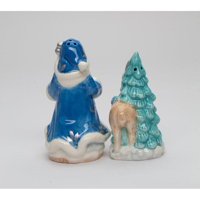North Pole Santa And Reindeer Salt And Pepper