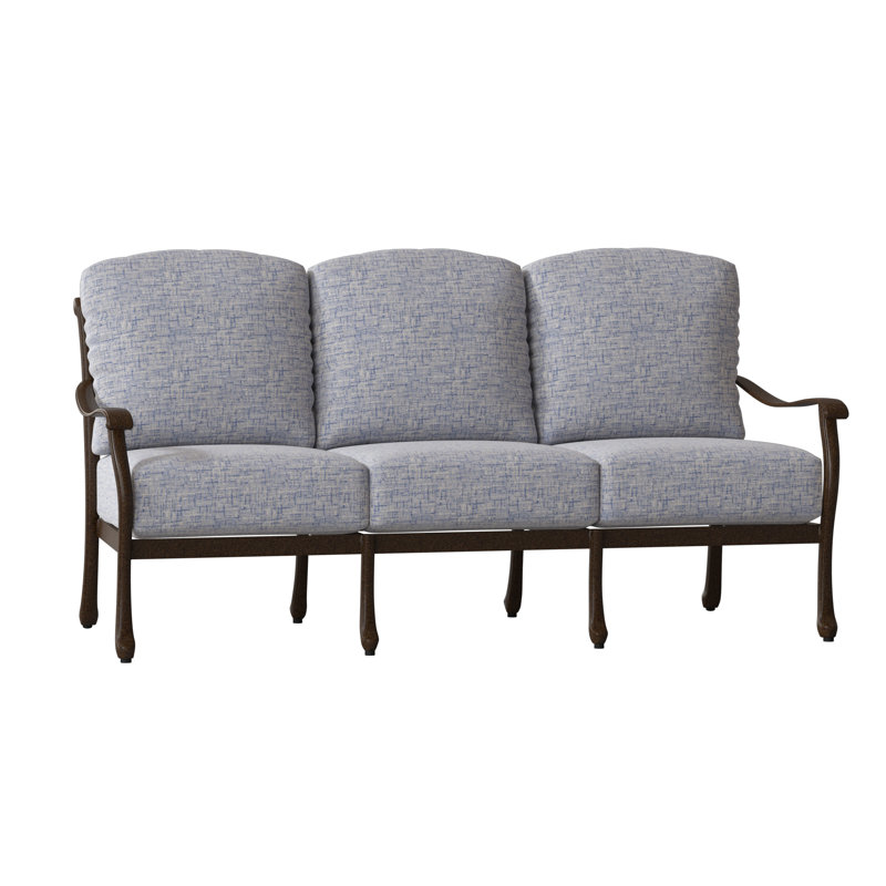Casa 77.75'' Wide Aluminum Patio Sofa with Cushions, Chestnut Brown, Hedge Flannel Sunbrella® Flannel