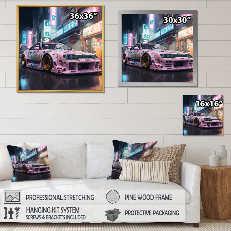 Bosozoku pastel Kiragami, H 36 po x l 36 po x P 1,5 po, Cadre flottant doré