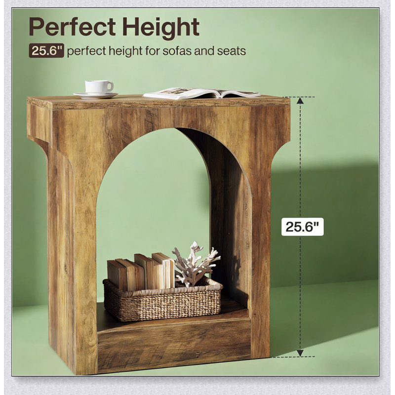Table de bout arquée avec rangement à 2 niveaux, parfaite pour la vie moderne Mid-Century et une organisation améliorée