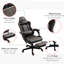 Fauteuil de jeu en cuir brun avec repose-pieds réglable, soutien lombaire, siège ergonomique de style course en cuir, rembourrage