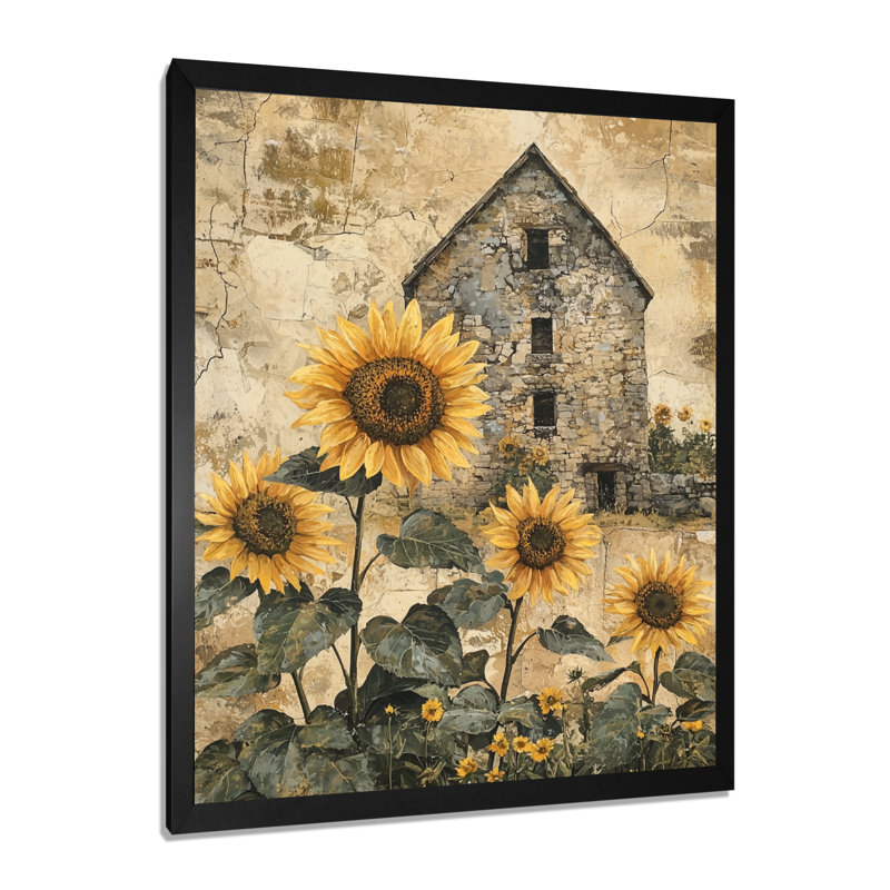 Drevion - Floral Wall Art, Noir, H 20 po x l 12 po, Reproduction encadrée d'une seule photo