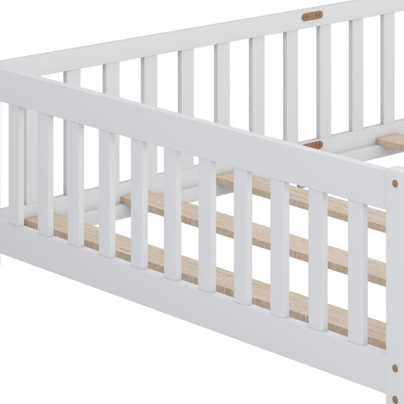 Lit sur pied avec clôture et porte, Blanc, Double