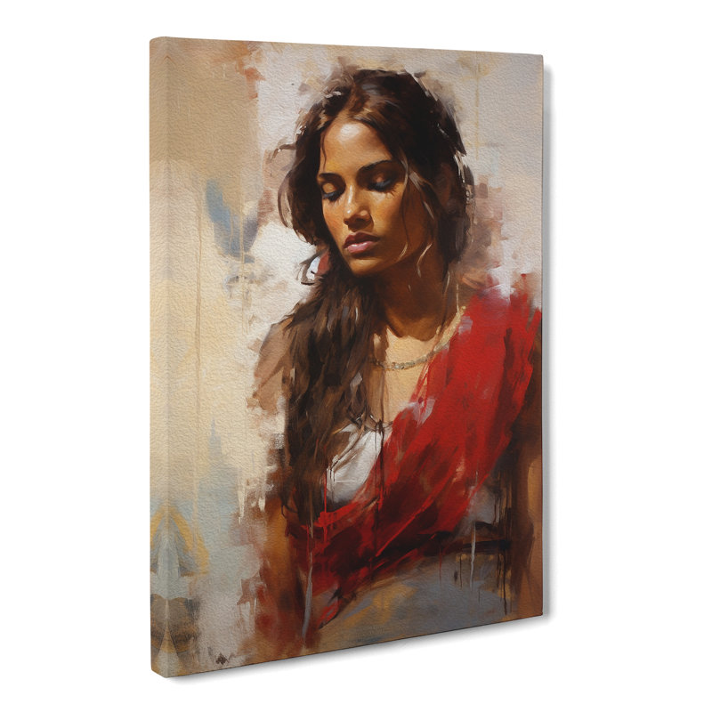 Indian Woman Gestural - Wrapped Canvas, 50cm H x 35cm W x 3cm D