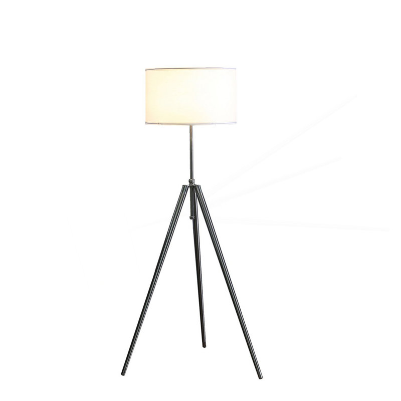 Lampe trépied réglable de 64 à 47 po Mid-Century en chrome / métal argenté