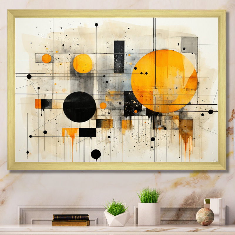 «Geddy Geometric Abstraction III», reproduction sur toile, Encadrement doré, H 30 po x l 40 po x P 1,5 po
