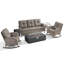Ensemble de conversation d'extérieur en osier 5 pièces avec chaises berçantes et foyer séparé Esquer-2048616657-2048616685