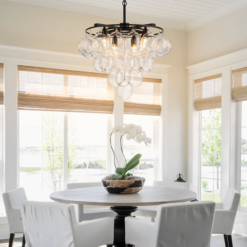 Yader 8 - Light Dimmable Bubble Glass Chandelier, Matte Black