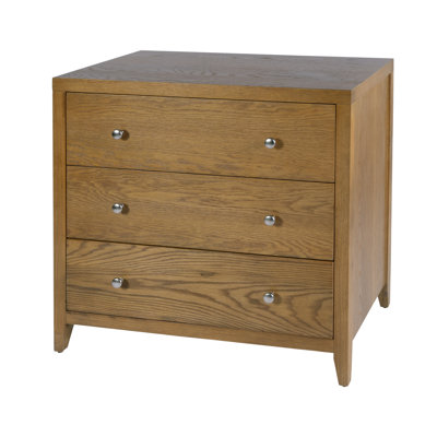 Pettitt Commode rectangulaire à 3 tiroirs en bois brun clair naturel