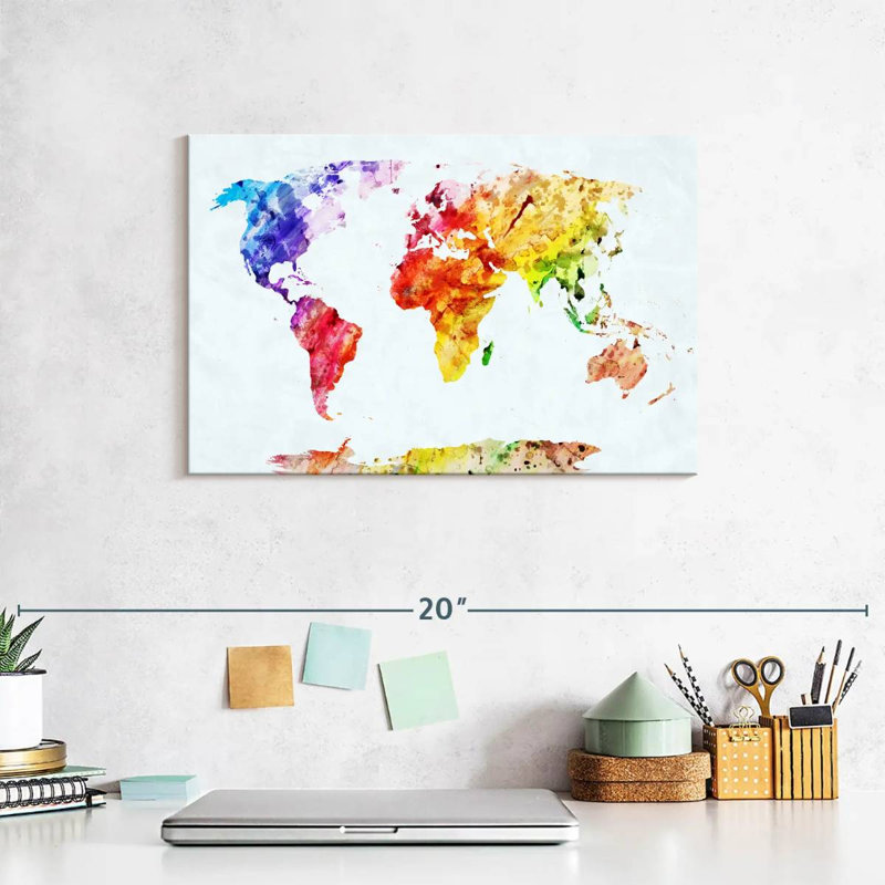 Aliaz Temperate World Map, 8" H x 12" W