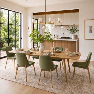 Ensemble de table de salle à manger pour 6 personnes avec table extensible et 6 chaises rembourrées en tissu