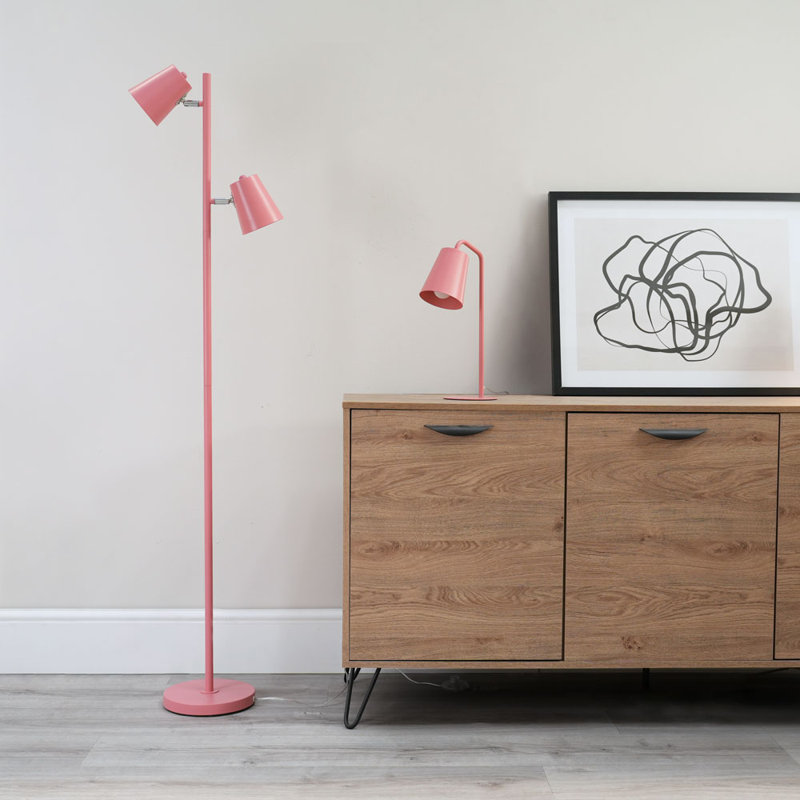 Reydan 152cm Traditional Floor Lamp, Paster Pink, No