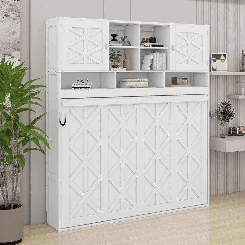 Lit escamotable avec grand espace de rangement et rayures