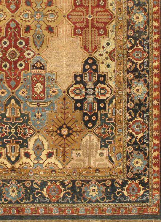 Agra Wool Oriental Area Rug in Ivory/Rust