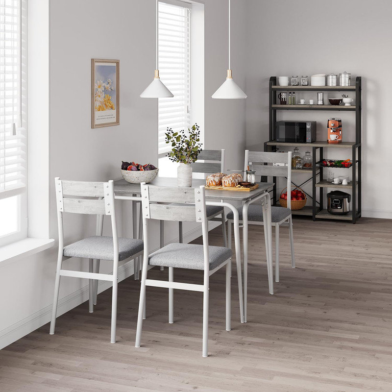 4-Person Wood Dining Set with Upholstered Chairs, Space-Saving Kitchen Table for Small Areas