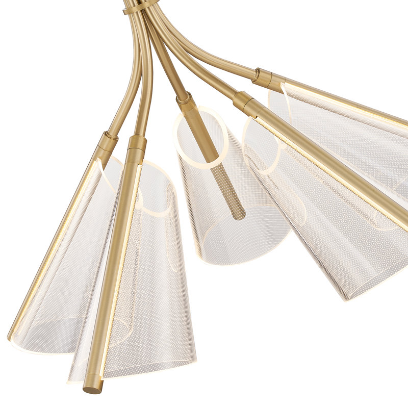 Mulberry 4 - Light LED Chandelier, Brushed Gold/Light Guide