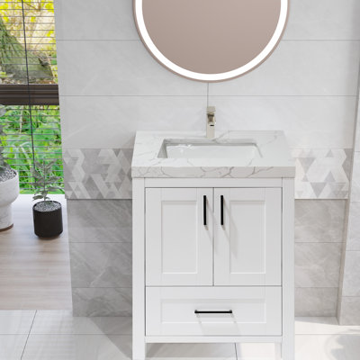 Hyle 23.6'' Single Bathroom Vanity with Quartz Top