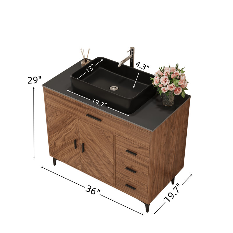 Meuble-lavabo autoportant 36 po Modern, Rectangulaire