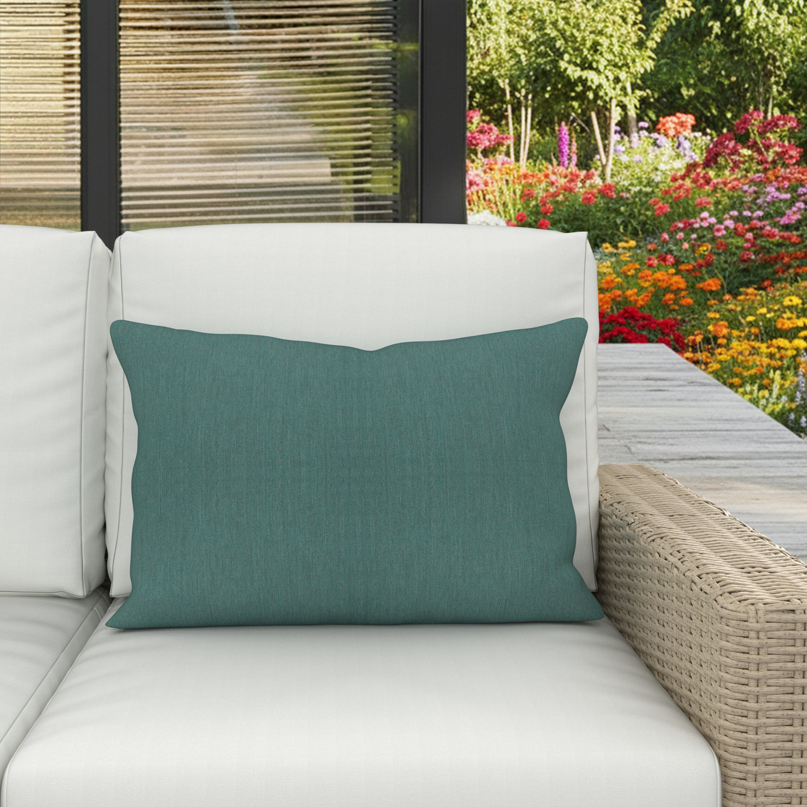 Amala 20" x 3" Sunbrella® Throw Pillow, Cast Breeze