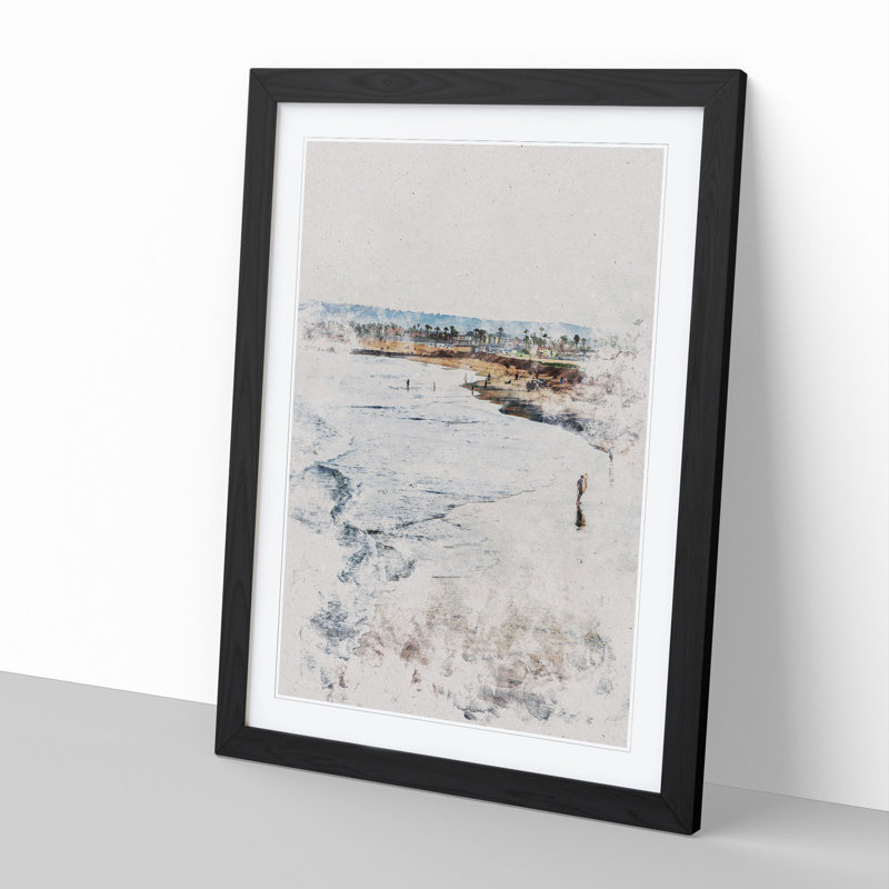 Ocean Beach in San Diego - Picture Frame Painting, 48cm H x 36cm W x 2cm D, Black Framed