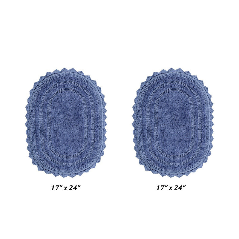Tapis pour salle de bain 100% coton Janneli, réversible, super absorbant et très doux, Bleu