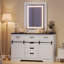 Commode 6 tiroirs avec miroir pour chambre à coucher, coiffeuse avec miroir lumineux