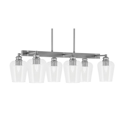 Barre d'éclairage 6 lumières Edge avec verre à bulles transparent 5 po